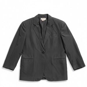 Naked Silk Charcoal Gray Silk Single Button‎ Blazer Jacket, Women's Medium